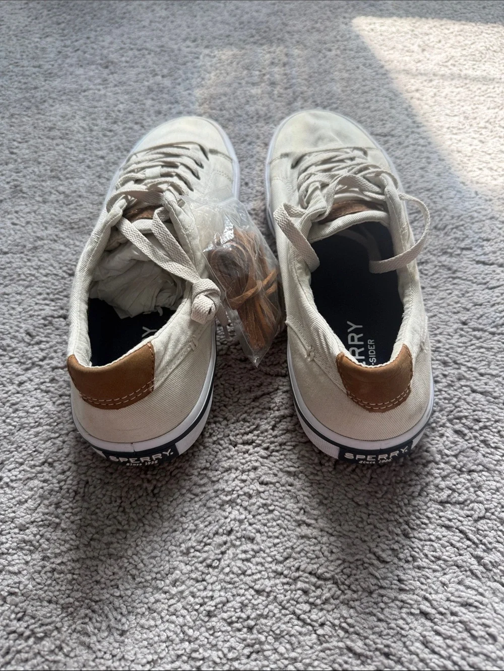 Sperry Men's Canvas Lace-Up Sneakers in Cream